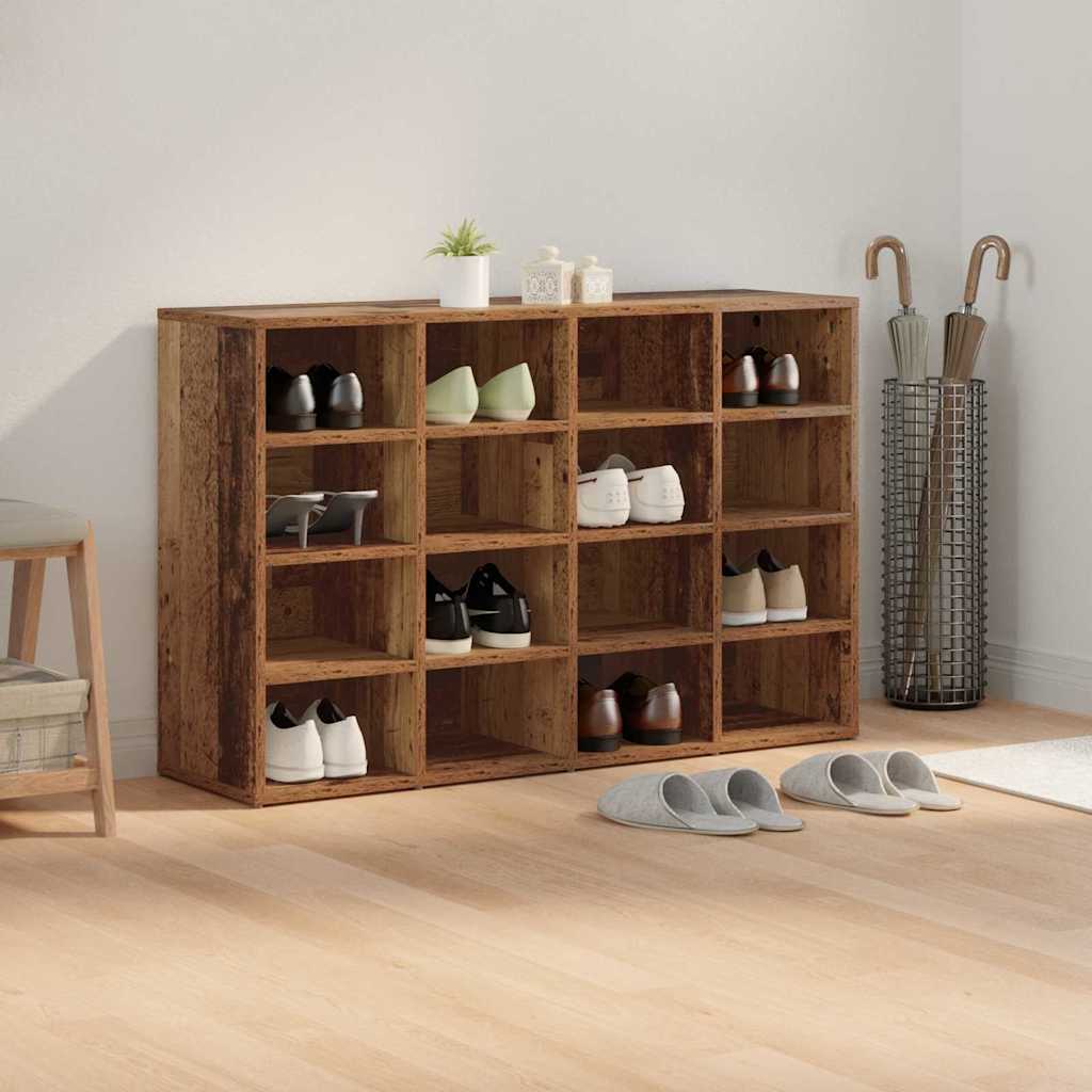 Skoskab med hylde Gammelt træ 103 x 30 x 67 cm Konstrueret træ