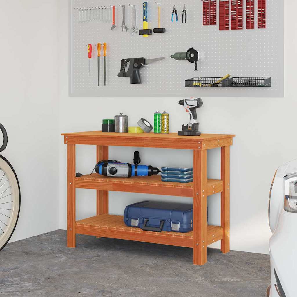 Arbejdsbænk Gyldenbrun 110.5 x 50 x 80 cm Massivt fyrretræ