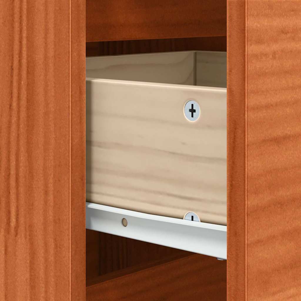 Sideboard med skuffe Brun 111 x 34 x 75 cm Massivt fyrretræ