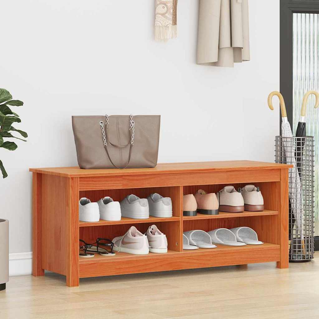Sko bænk Gyldenbrun 110 x 38 x 45.5 cm Massivt fyrretræ
