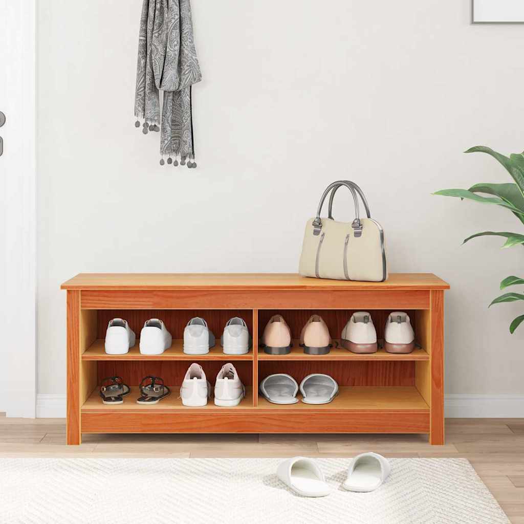Sko bænk Gyldenbrun 110 x 38 x 45.5 cm Massivt fyrretræ