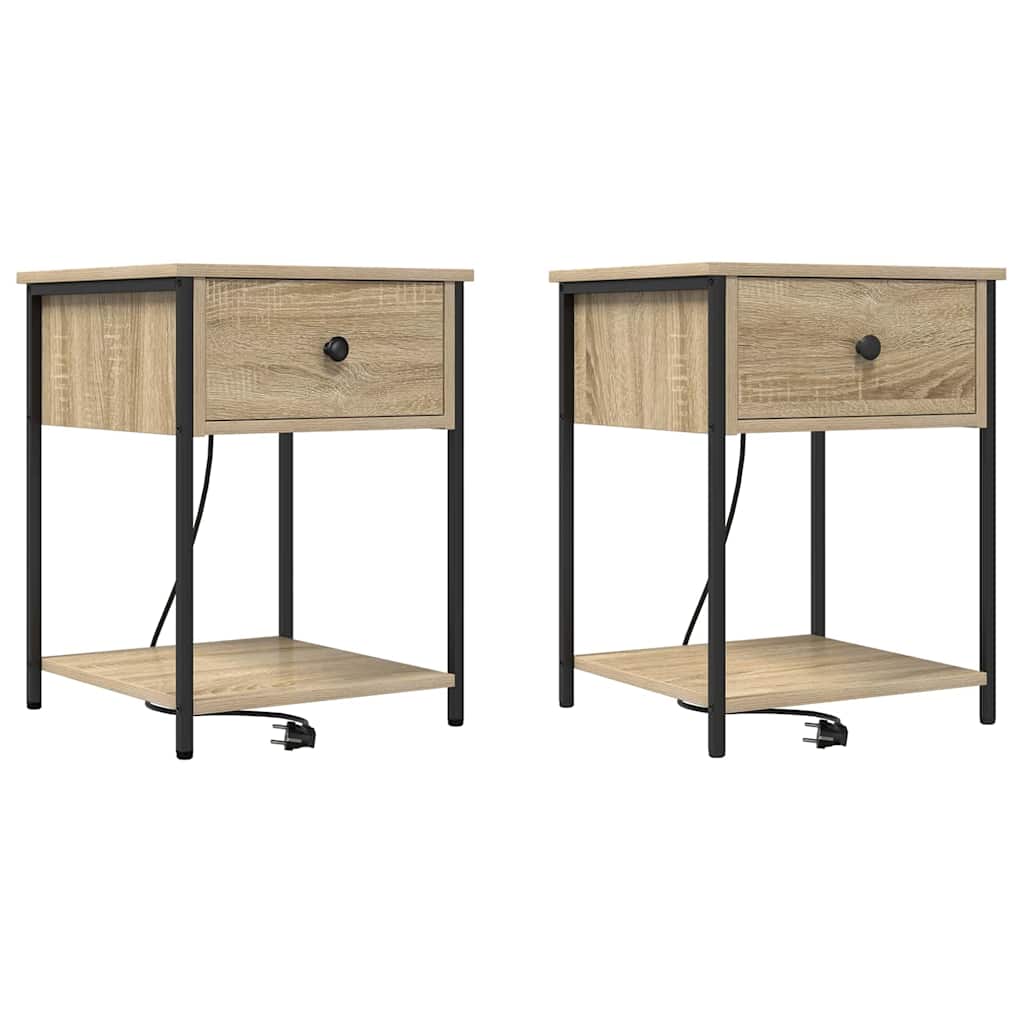Natskab 2 pcs Sonoma-eg 42 x 41 x 56 cm Konstrueret træ
