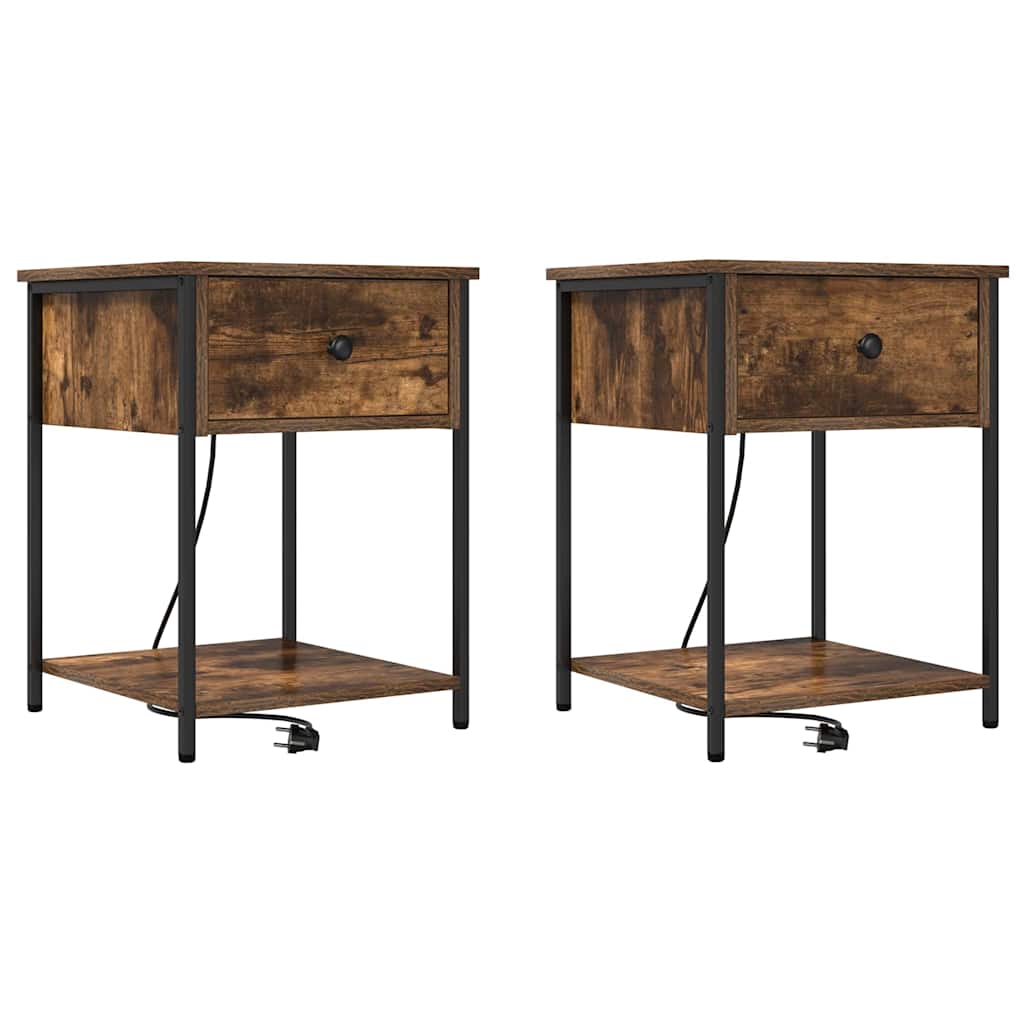 Natskab 2 pcs Røget eg 42 x 41 x 56 cm Konstrueret træ