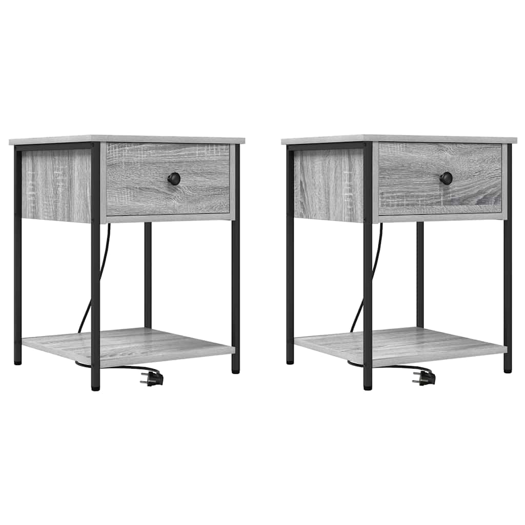 Natskab 2 pcs Grå sonoma-eg 42 x 41 x 56 cm Konstrueret træ