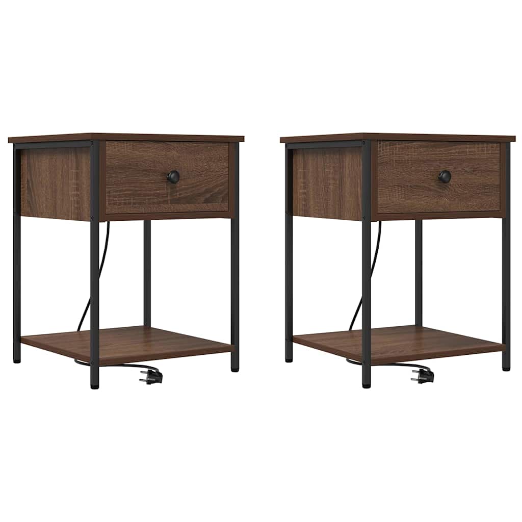 Natskab 2 pcs Brun eg 42 x 41 x 56 cm Konstrueret træ