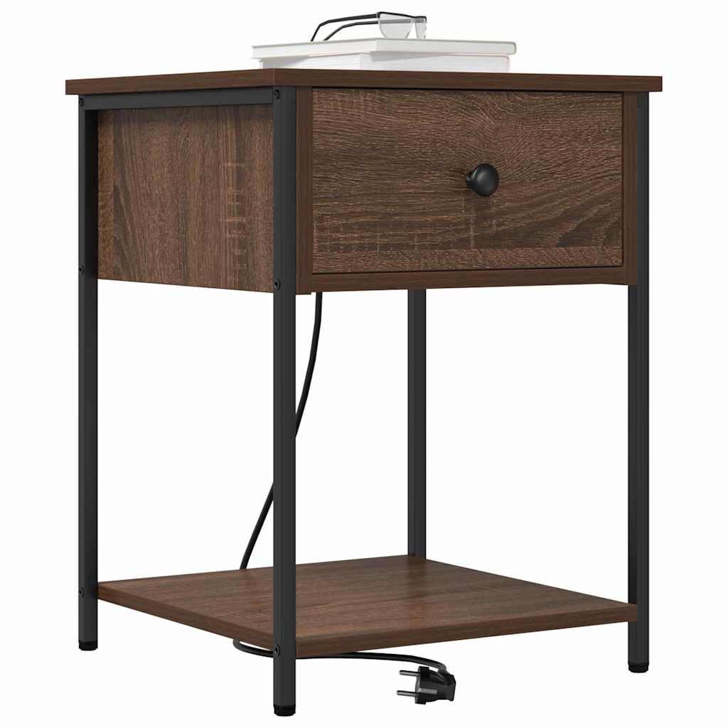 Natskab 2 pcs Brun eg 42 x 41 x 56 cm Konstrueret træ
