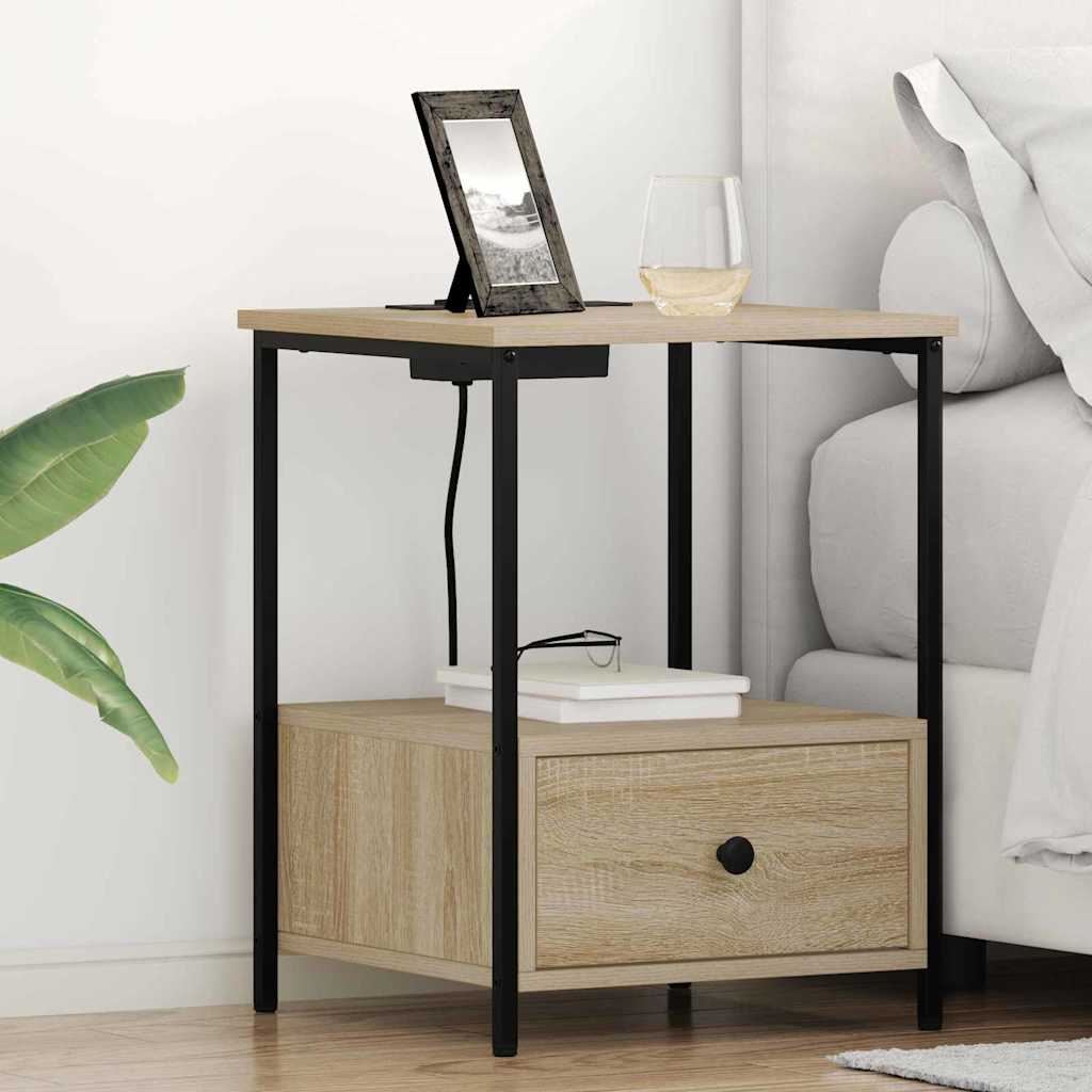 Natskab med Lade Station 2 pcs Sonoma-eg Konstrueret træ