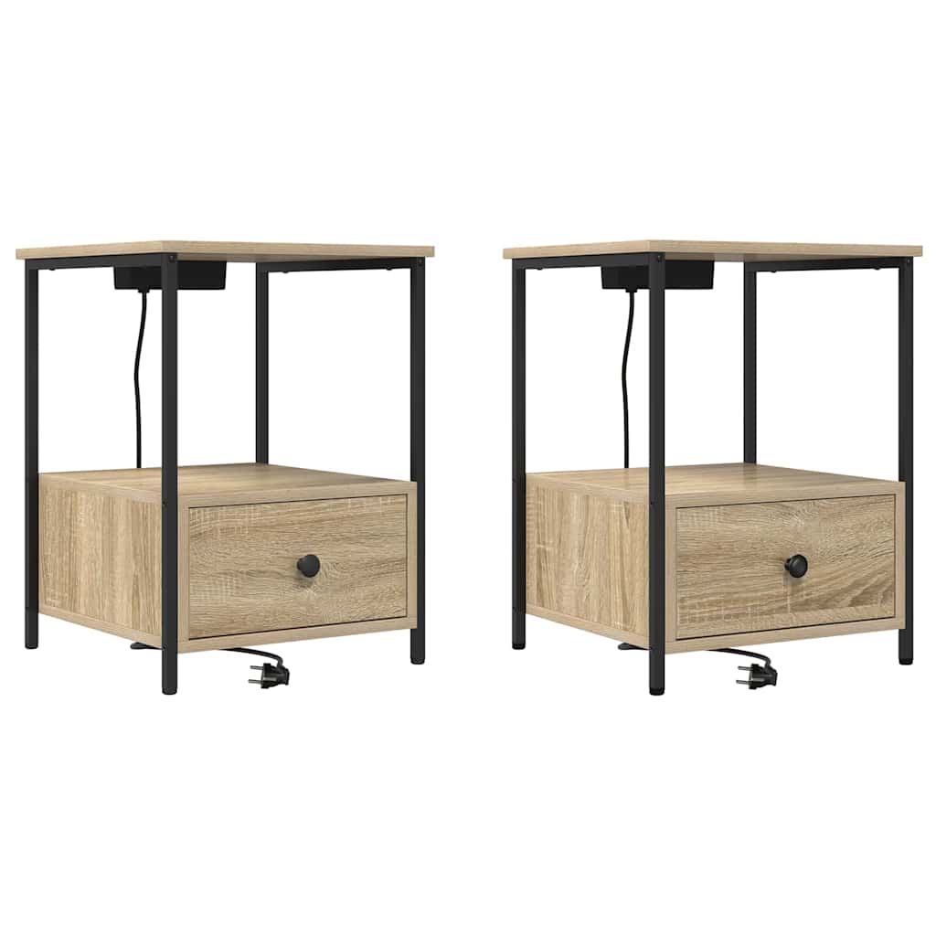 Natskab med Lade Station 2 pcs Sonoma-eg Konstrueret træ