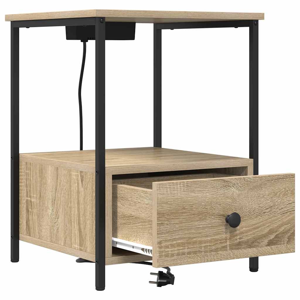 Natskab med Lade Station 2 pcs Sonoma-eg Konstrueret træ