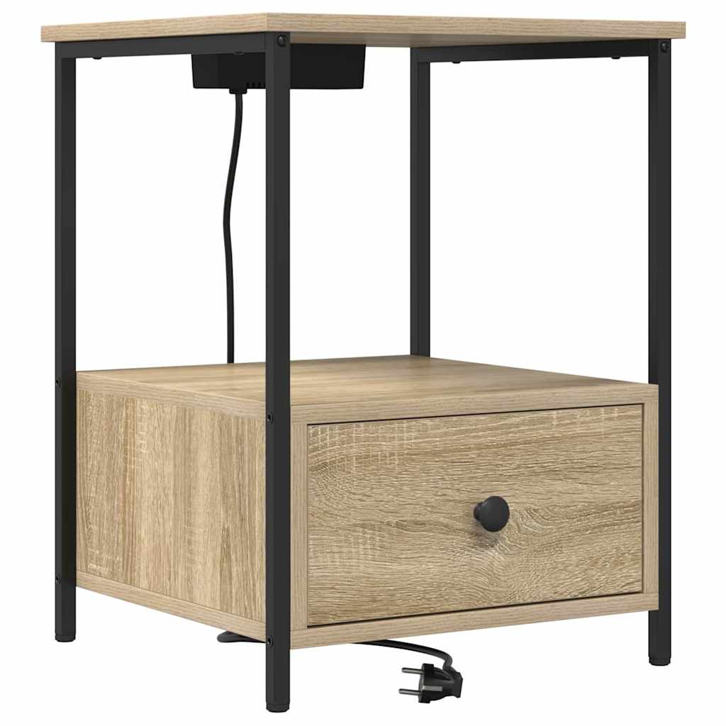 Natskab med Lade Station 2 pcs Sonoma-eg Konstrueret træ