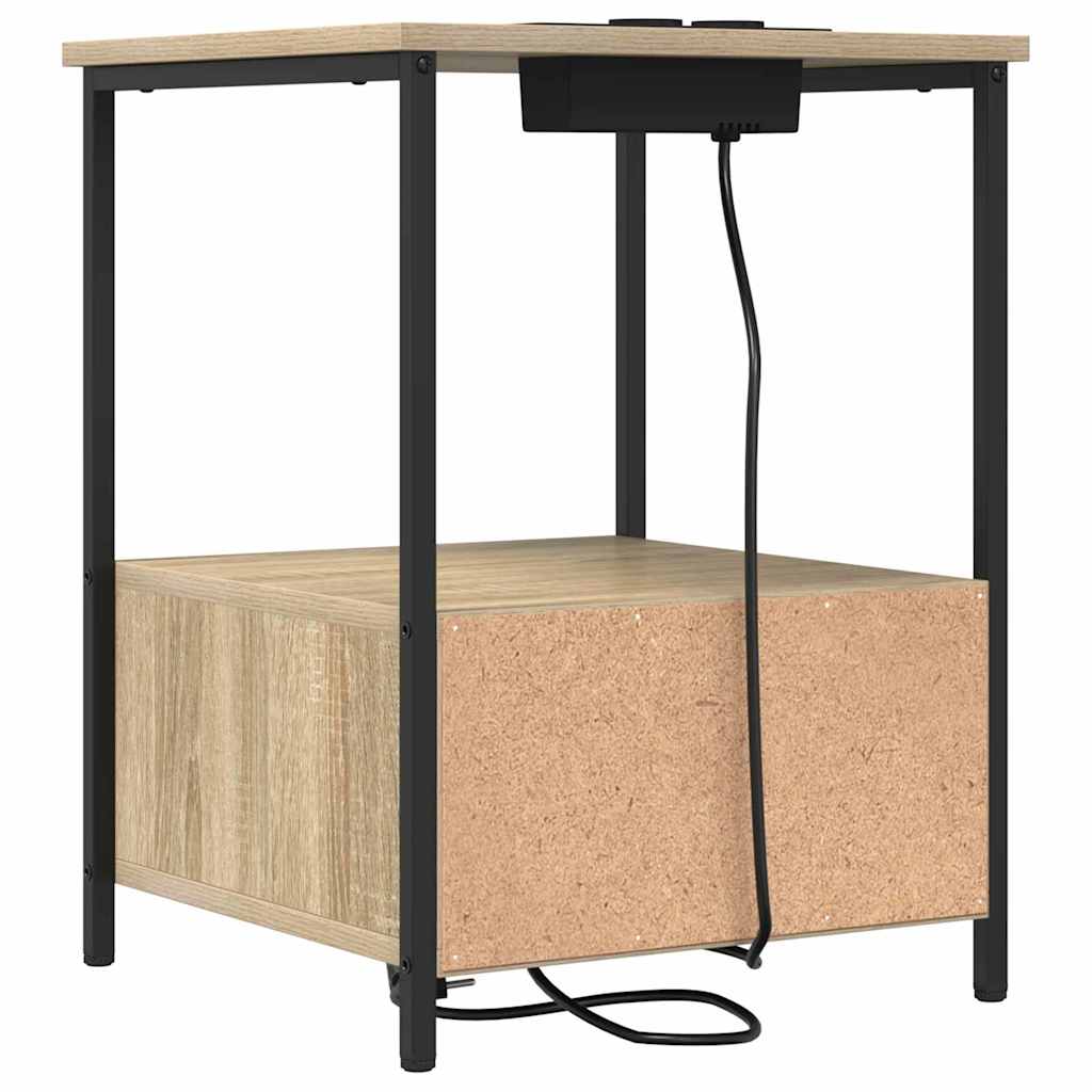 Natskab med Lade Station 2 pcs Sonoma-eg Konstrueret træ