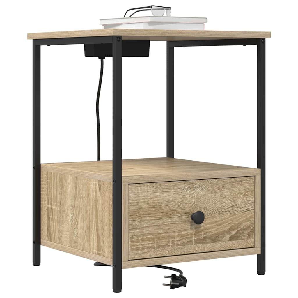 Natskab med Lade Station 2 pcs Sonoma-eg Konstrueret træ