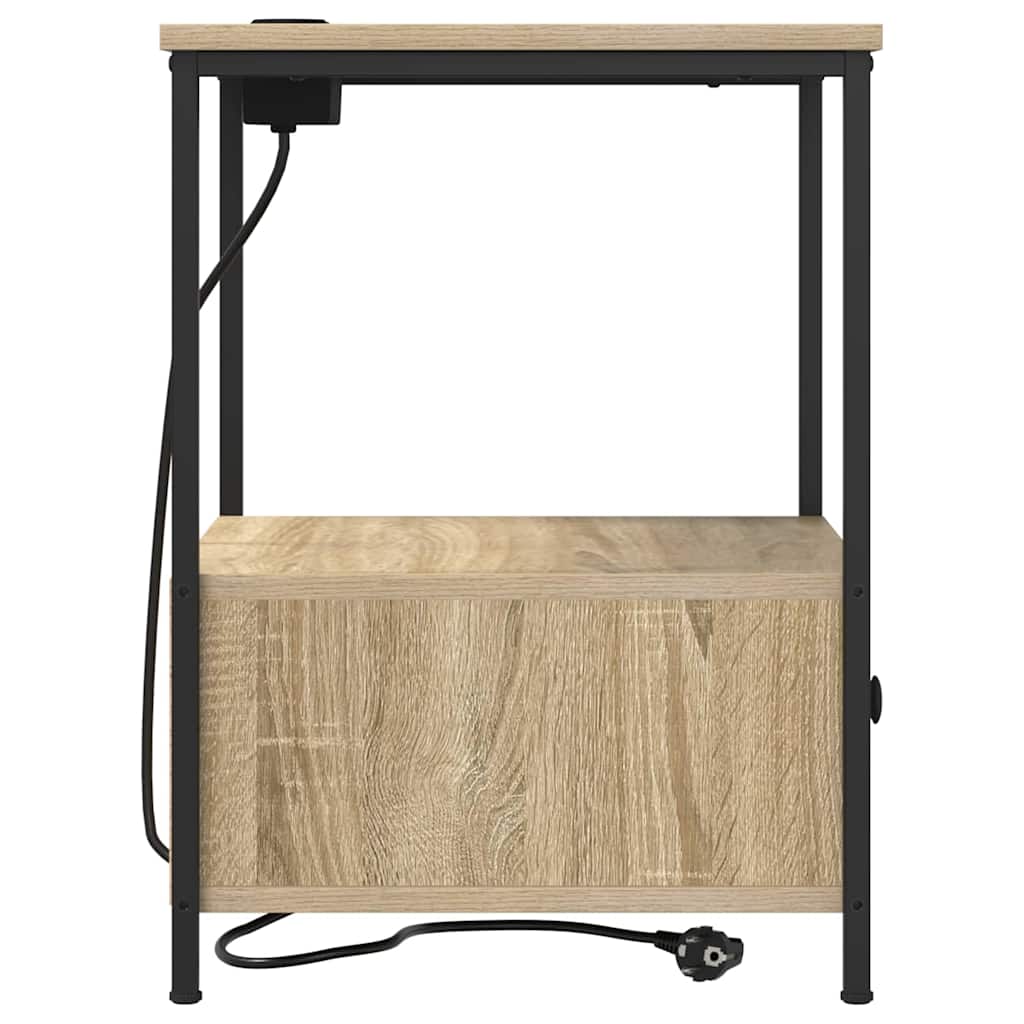 Natskab med Lade Station 2 pcs Sonoma-eg Konstrueret træ