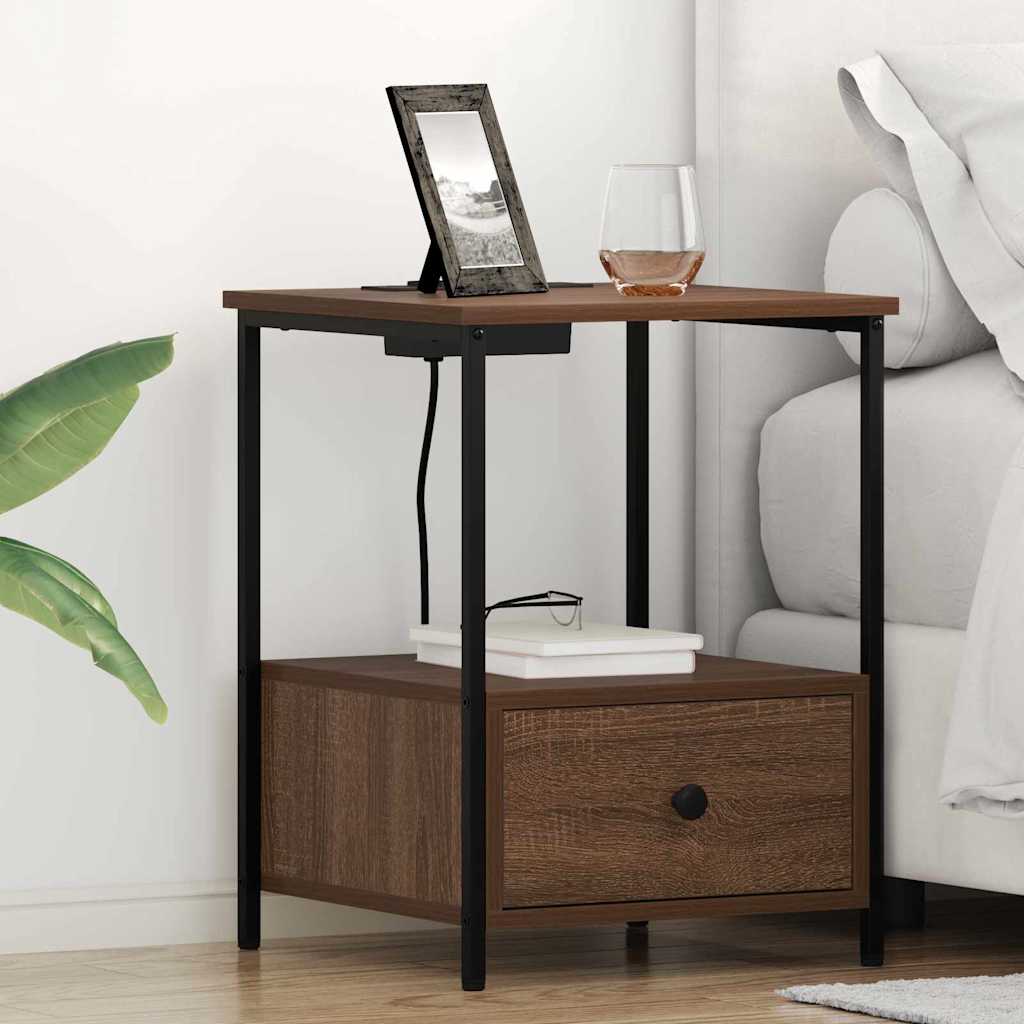 Natskab med Lade Station 2 pcs Brun eg Konstrueret træ