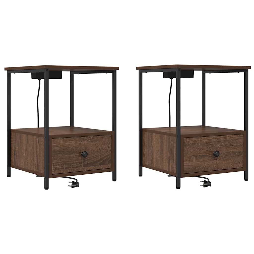 Natskab med Lade Station 2 pcs Brun eg Konstrueret træ