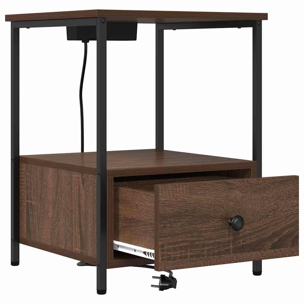 Natskab med Lade Station 2 pcs Brun eg Konstrueret træ