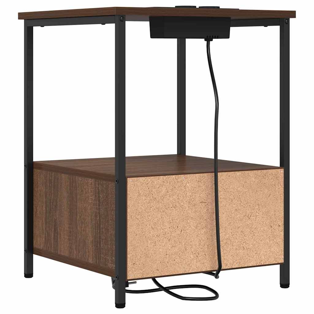 Natskab med Lade Station 2 pcs Brun eg Konstrueret træ