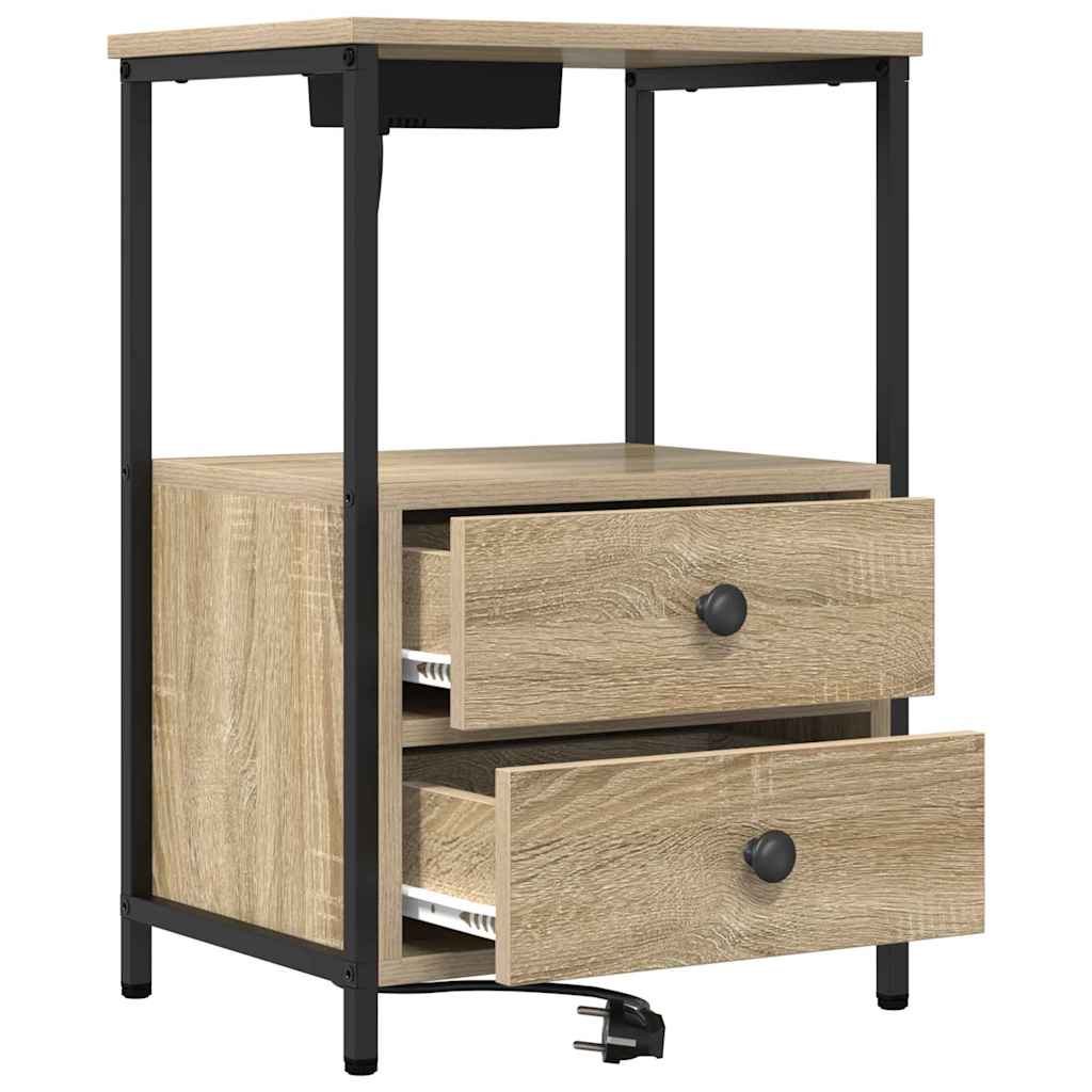 Natskab med Lade Station 2 pcs Sonoma-eg Konstrueret træ