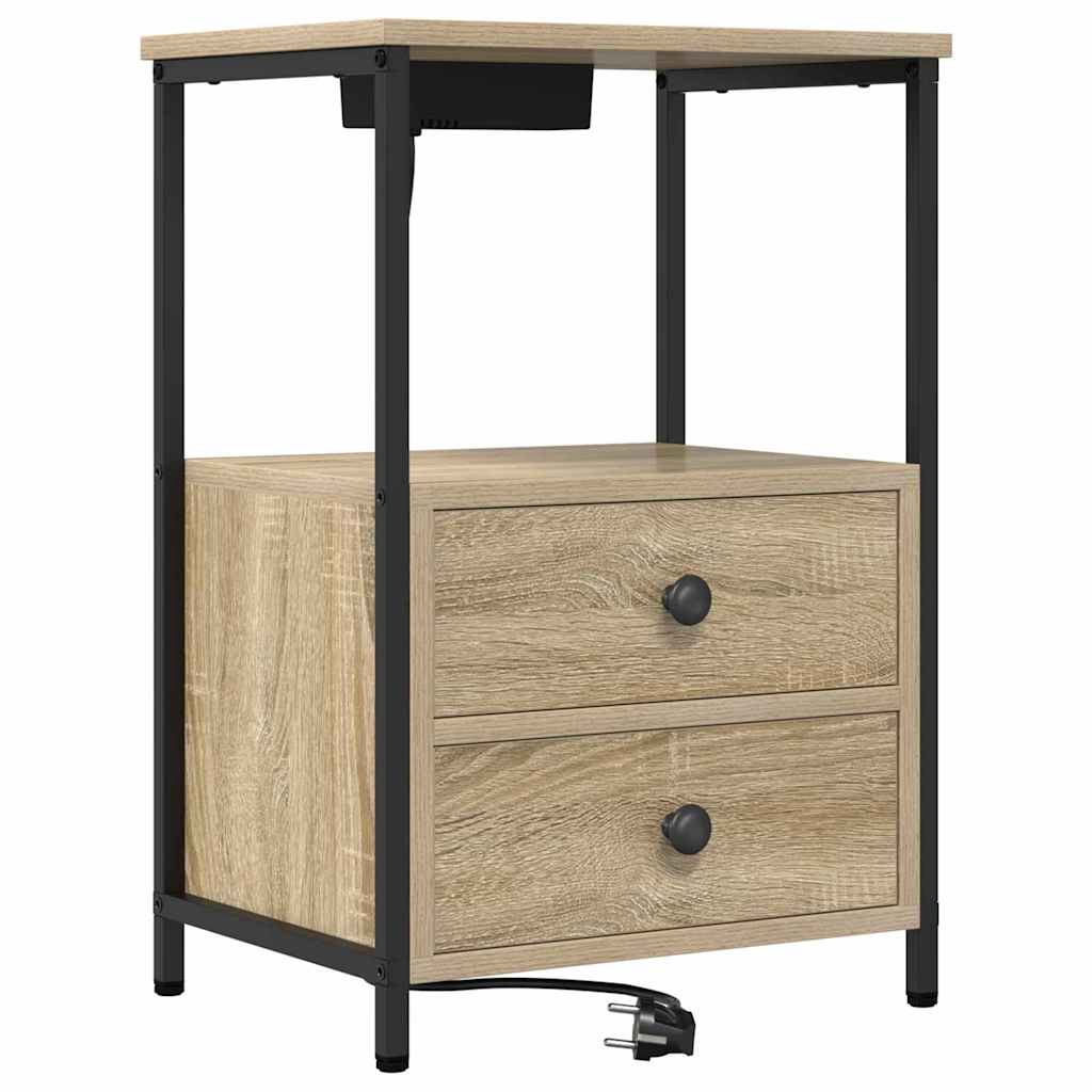 Natskab med Lade Station 2 pcs Sonoma-eg Konstrueret træ