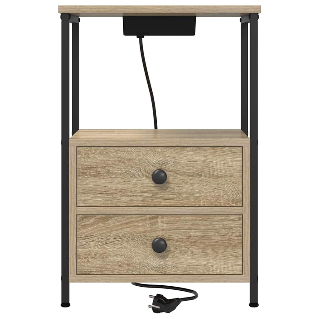 Natskab med Lade Station 2 pcs Sonoma-eg Konstrueret træ