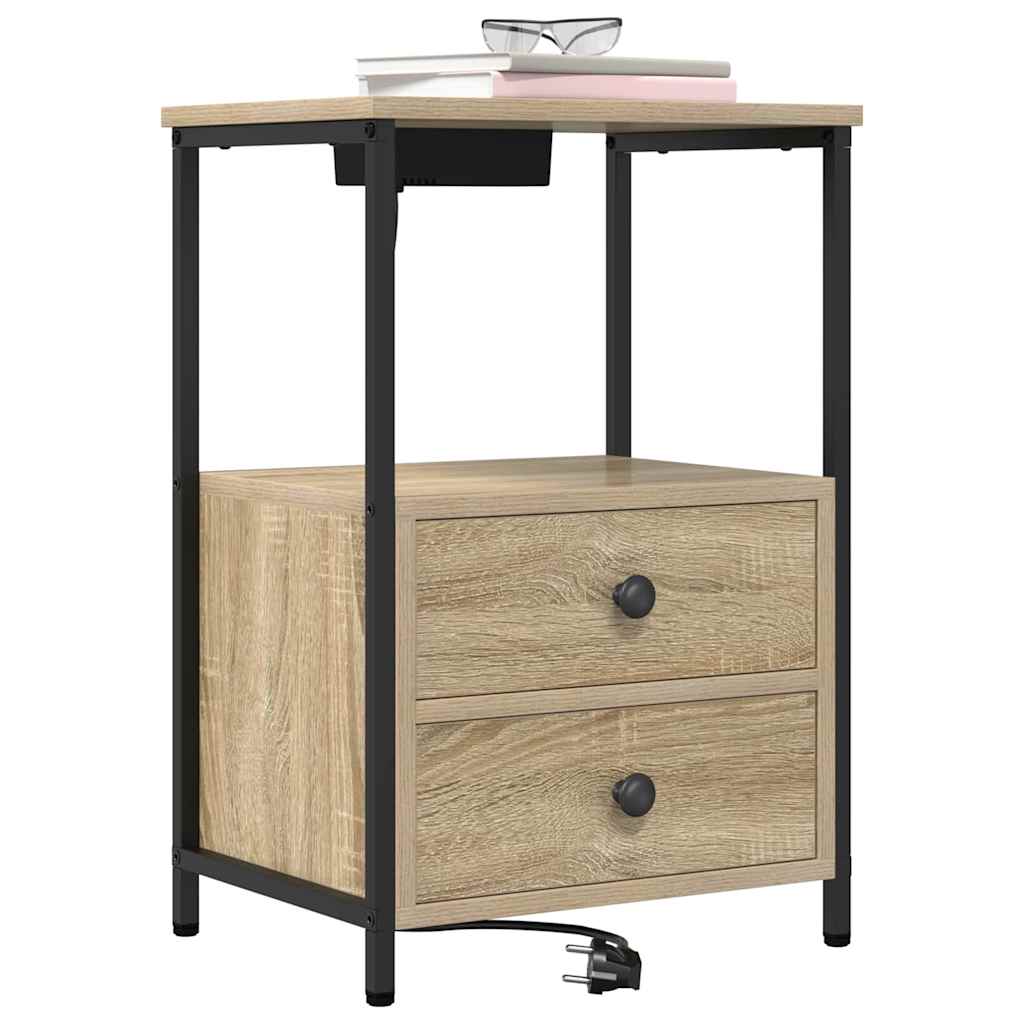 Natskab med Lade Station 2 pcs Sonoma-eg Konstrueret træ