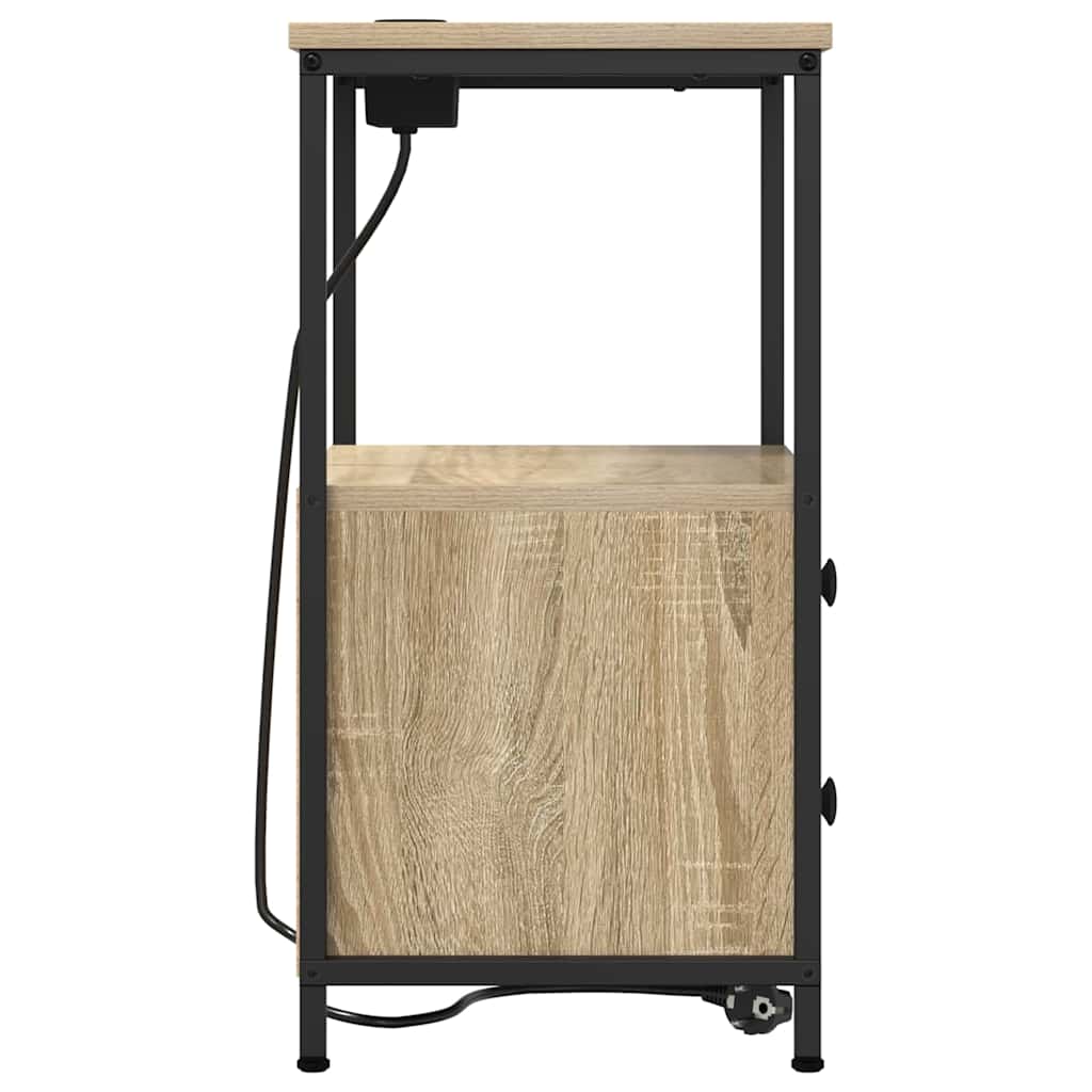 Natskab med Lade Station 2 pcs Sonoma-eg Konstrueret træ