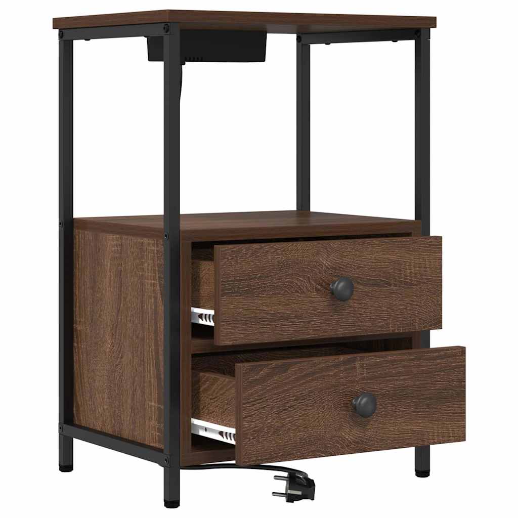 Natskab med Lade Station 2 pcs Brun eg Konstrueret træ