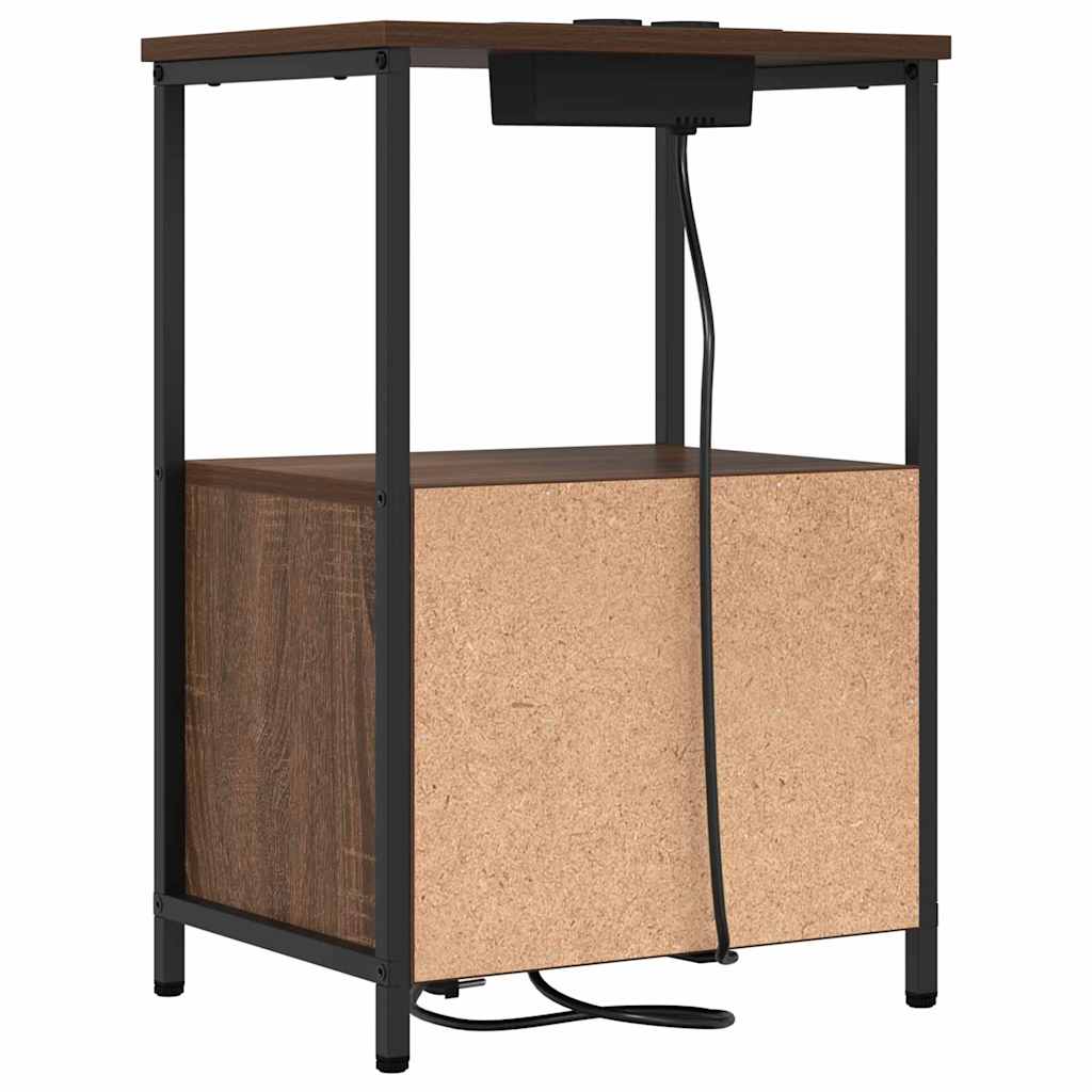 Natskab med Lade Station 2 pcs Brun eg Konstrueret træ