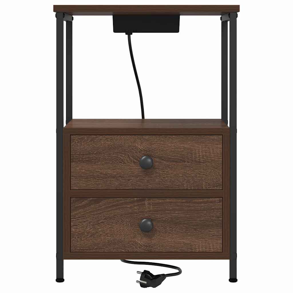 Natskab med Lade Station 2 pcs Brun eg Konstrueret træ
