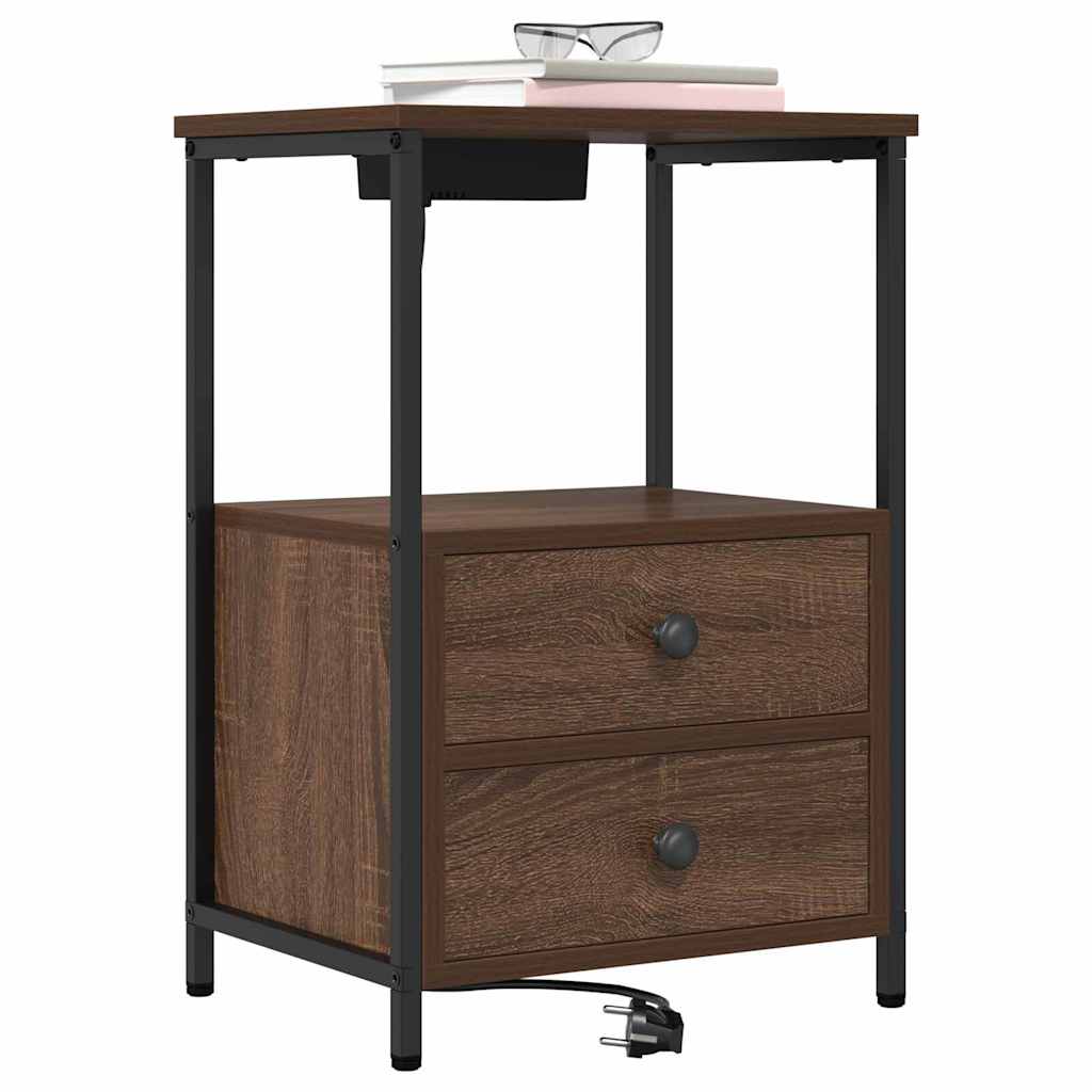 Natskab med Lade Station 2 pcs Brun eg Konstrueret træ