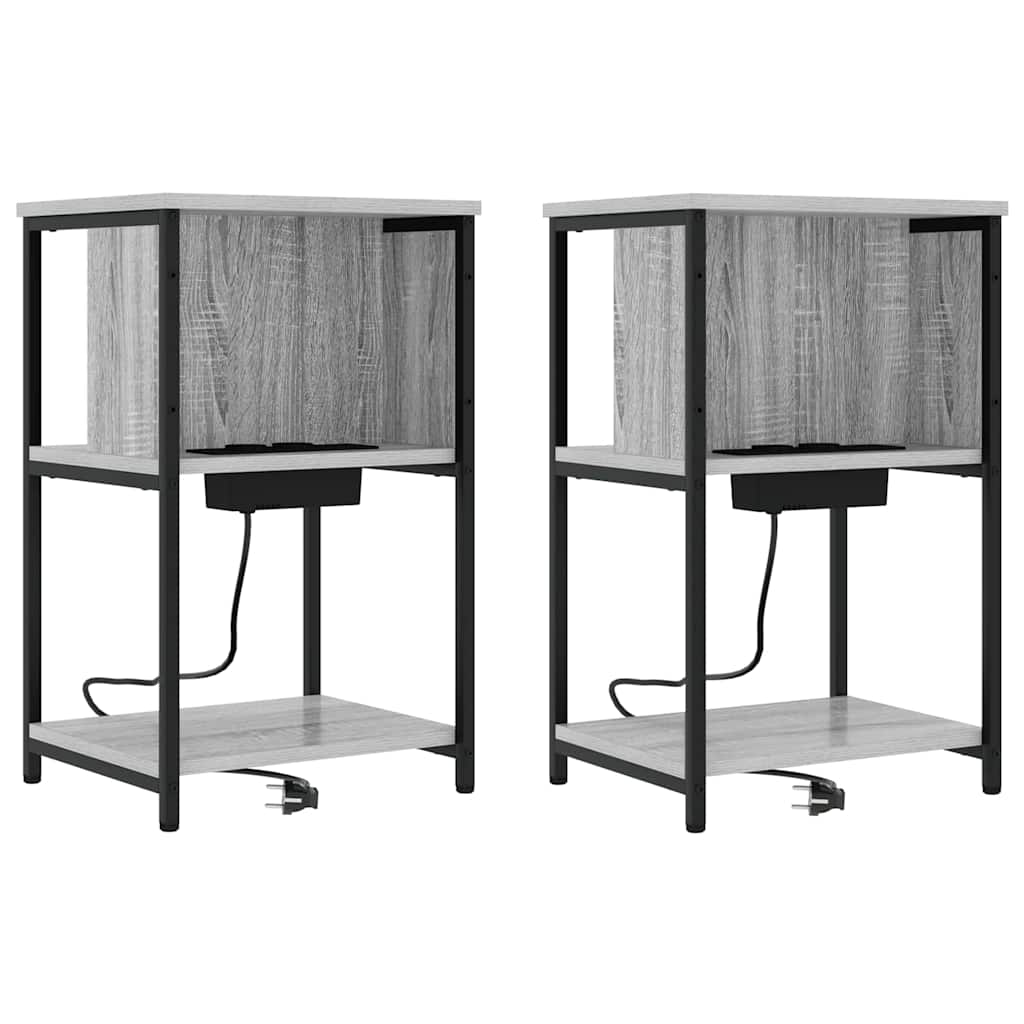 Natskab 2 pcs Grå sonoma-eg 38 x 31 x 61 cm Konstrueret træ