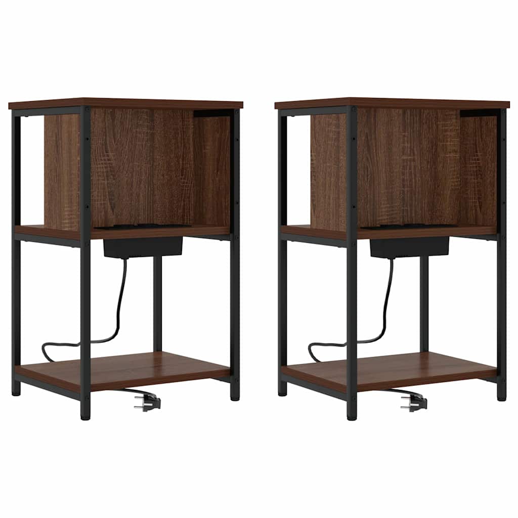 Natskab 2 pcs Brun eg 38 x 31 x 61 cm Konstrueret træ