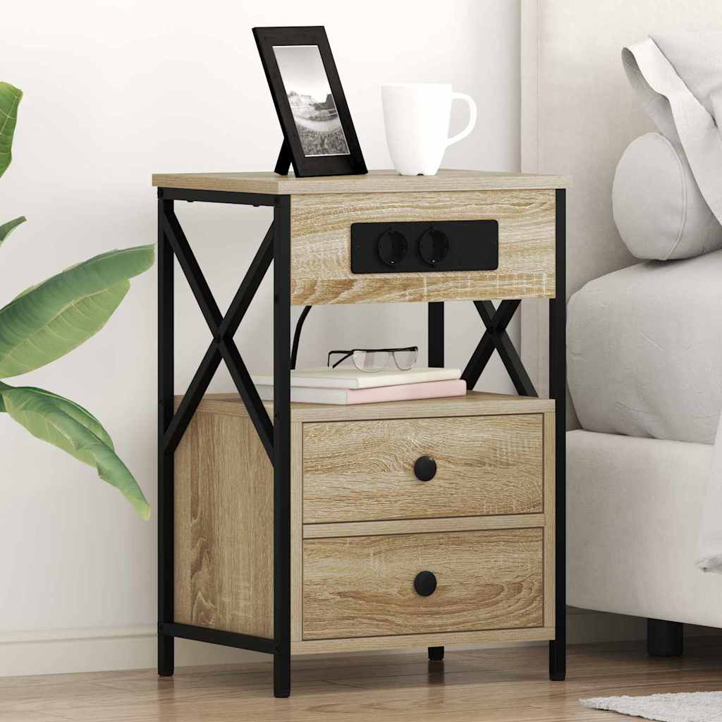 Natskab 2 pcs Sonoma-eg 40 x 31 x 60 cm Konstrueret træ