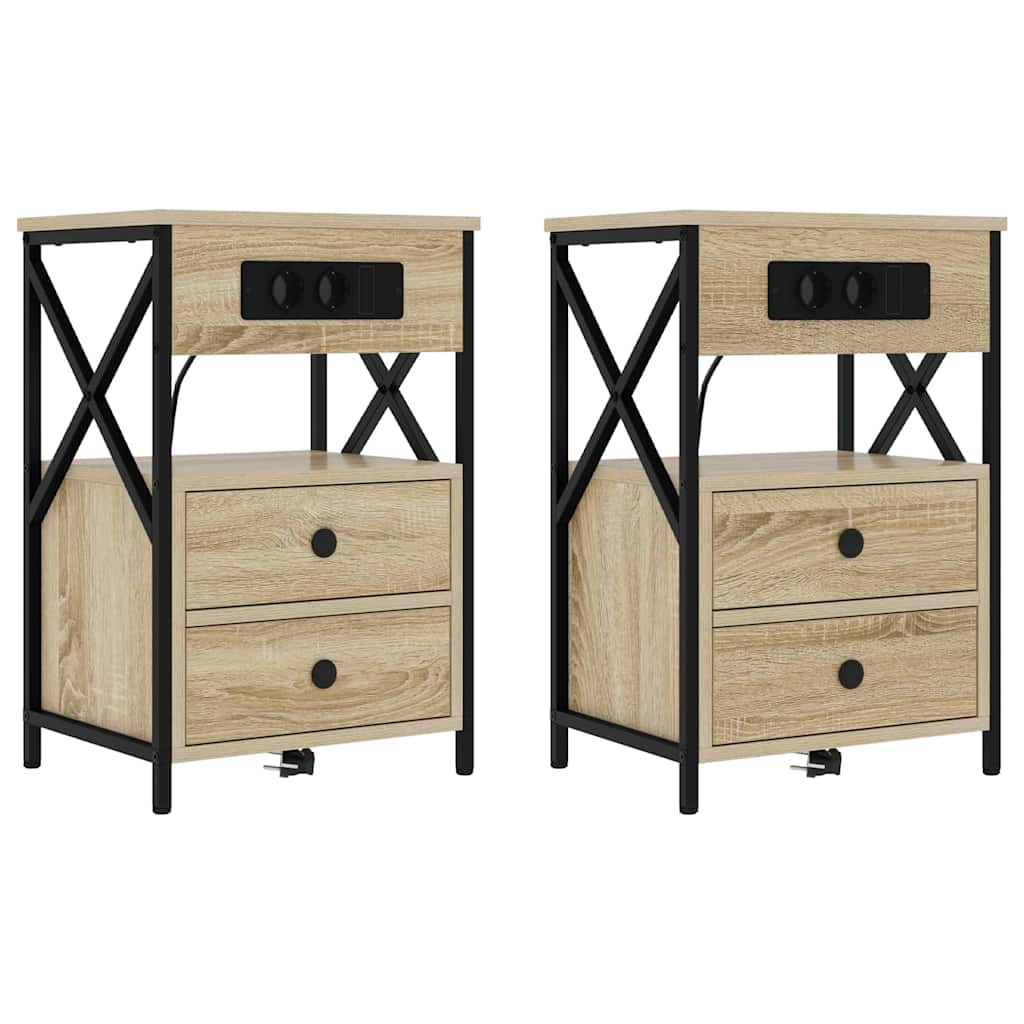 Natskab 2 pcs Sonoma-eg 40 x 31 x 60 cm Konstrueret træ