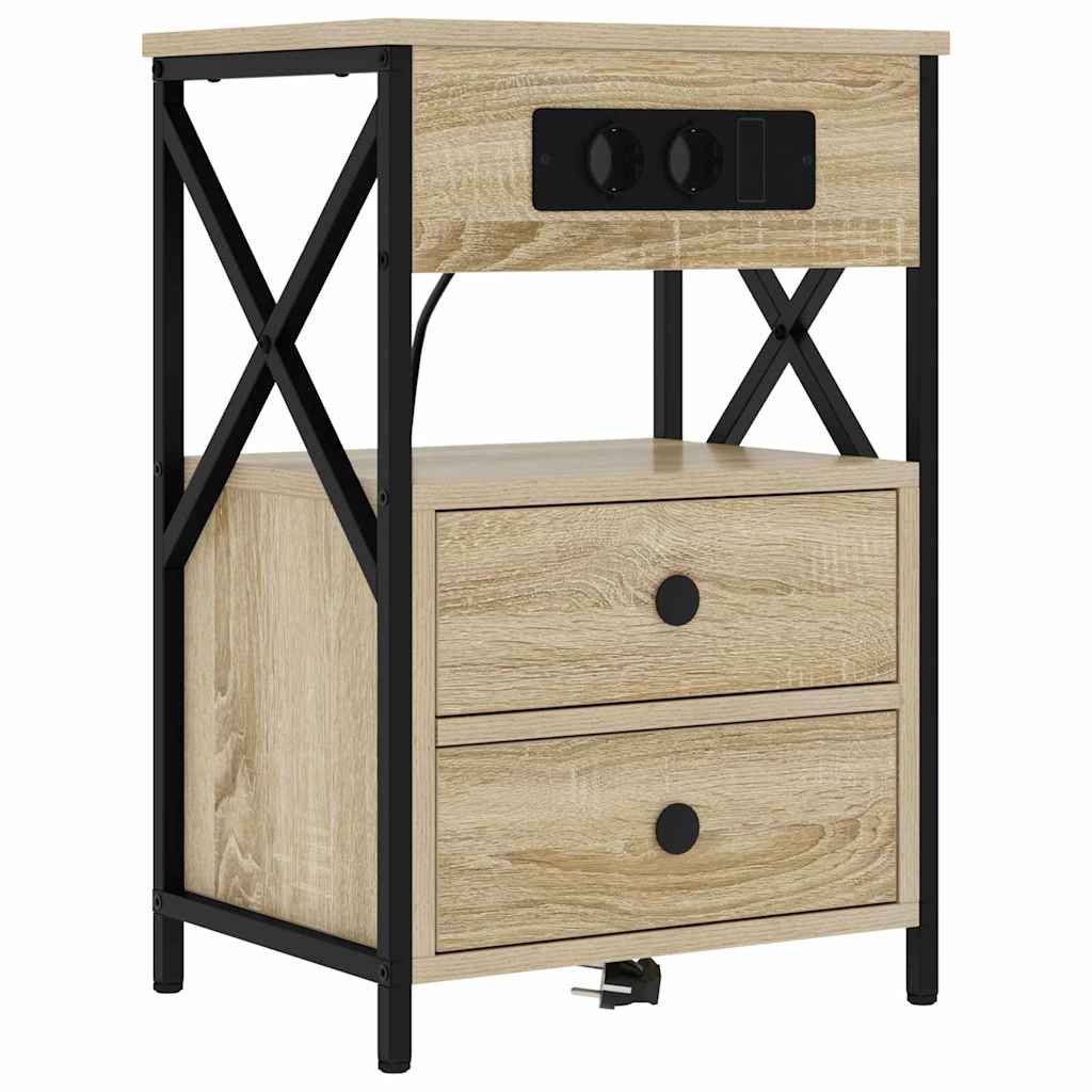 Natskab 2 pcs Sonoma-eg 40 x 31 x 60 cm Konstrueret træ