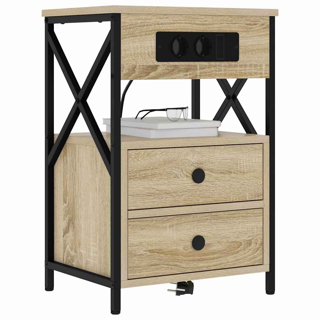 Natskab 2 pcs Sonoma-eg 40 x 31 x 60 cm Konstrueret træ