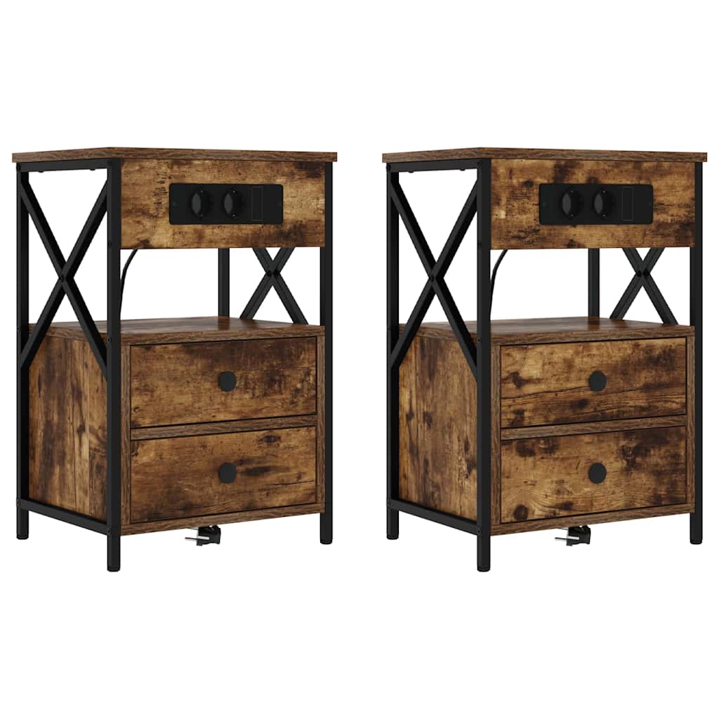 Natskab 2 pcs Røget eg 40 x 31 x 60 cm Konstrueret træ