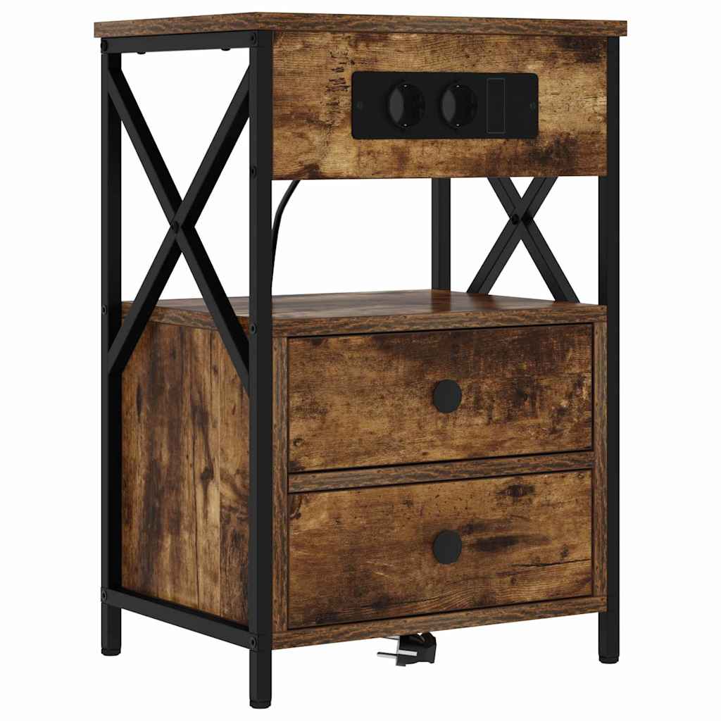 Natskab 2 pcs Røget eg 40 x 31 x 60 cm Konstrueret træ