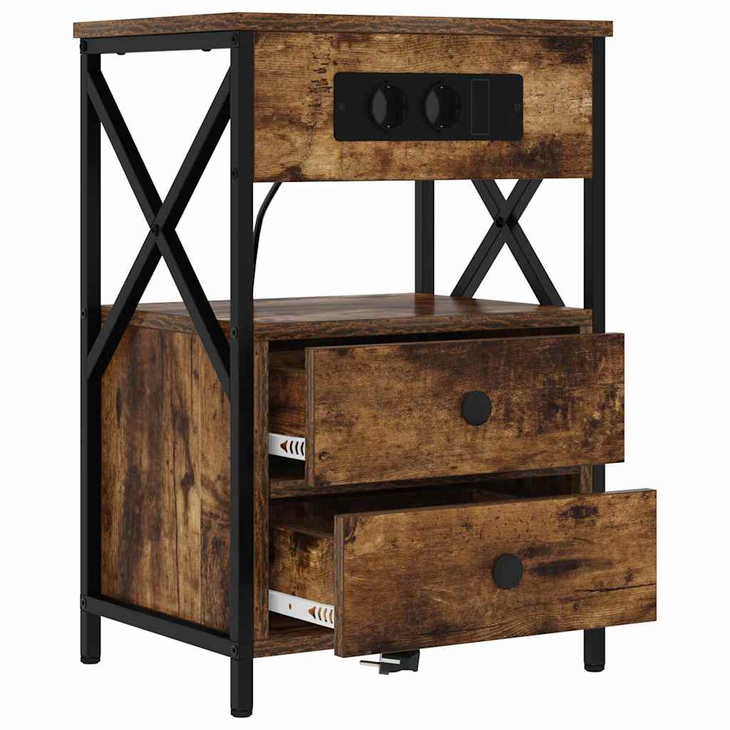 Natskab 2 pcs Røget eg 40 x 31 x 60 cm Konstrueret træ