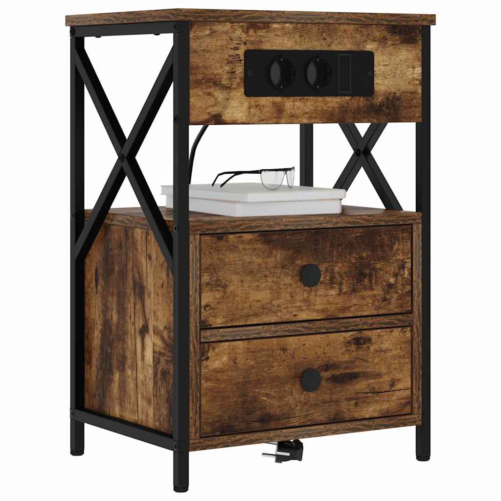 Natskab 2 pcs Røget eg 40 x 31 x 60 cm Konstrueret træ