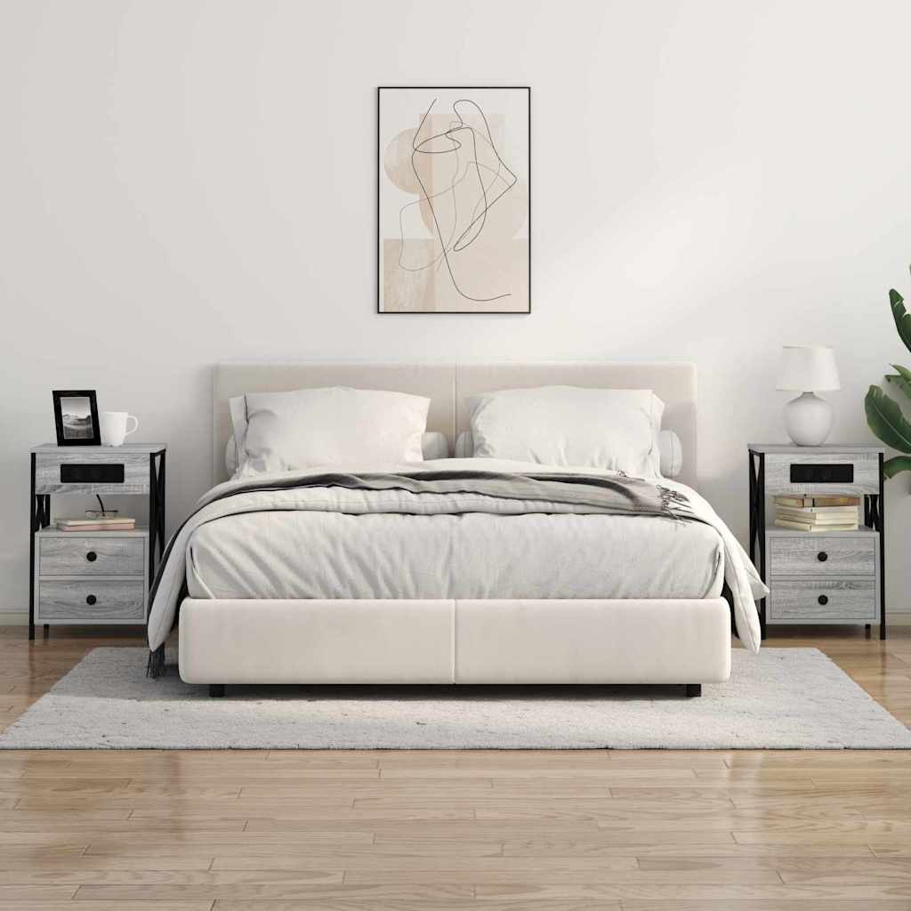 Natskab 2 pcs Grå sonoma-eg 40 x 31 x 60 cm Konstrueret træ