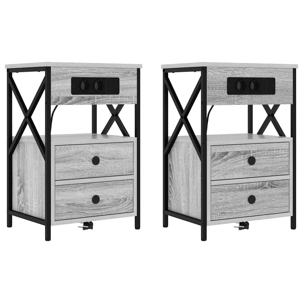 Natskab 2 pcs Grå sonoma-eg 40 x 31 x 60 cm Konstrueret træ