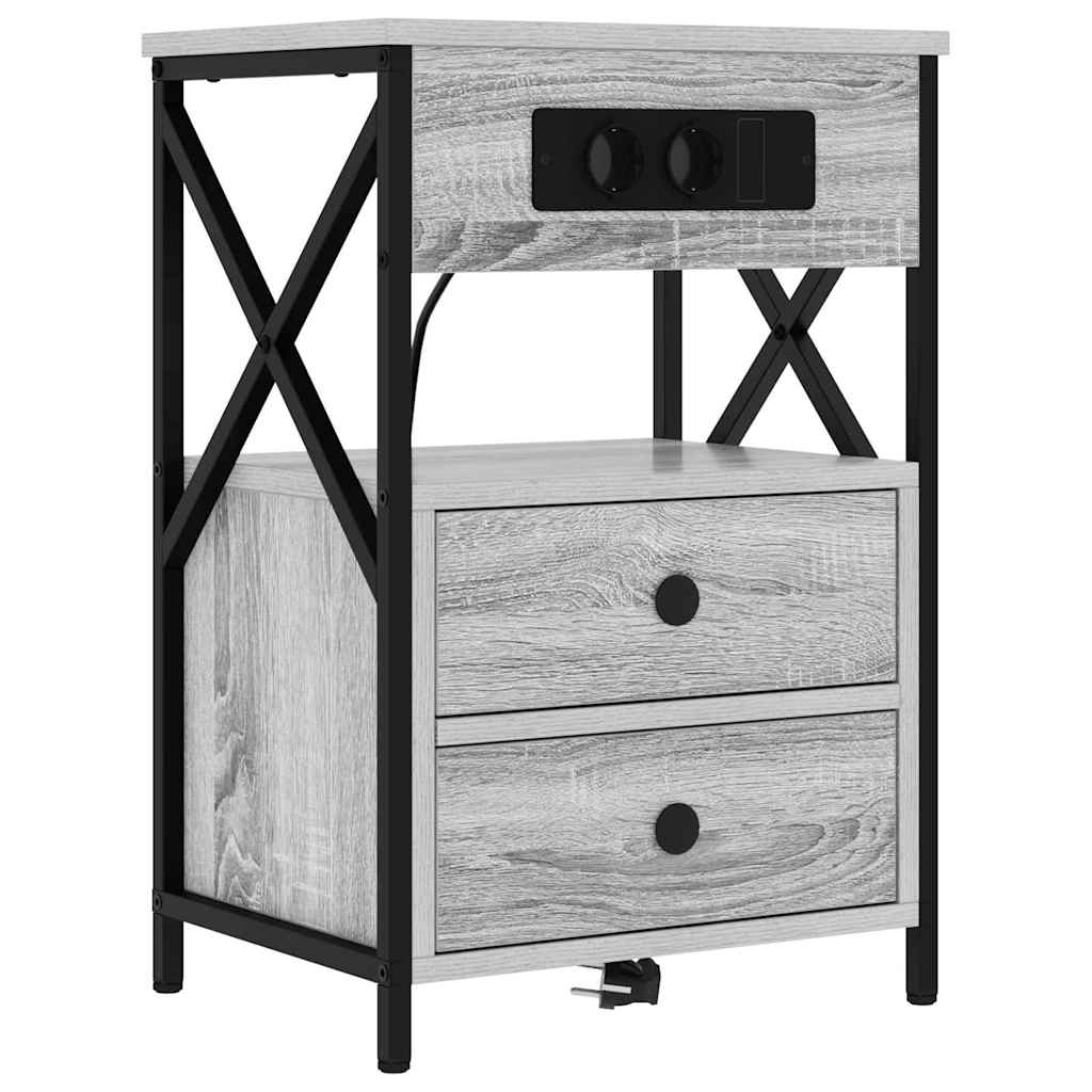 Natskab 2 pcs Grå sonoma-eg 40 x 31 x 60 cm Konstrueret træ