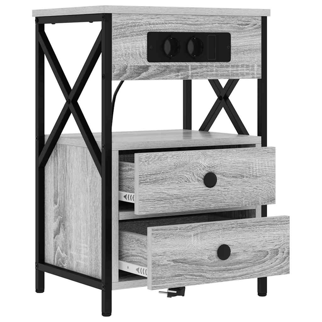 Natskab 2 pcs Grå sonoma-eg 40 x 31 x 60 cm Konstrueret træ