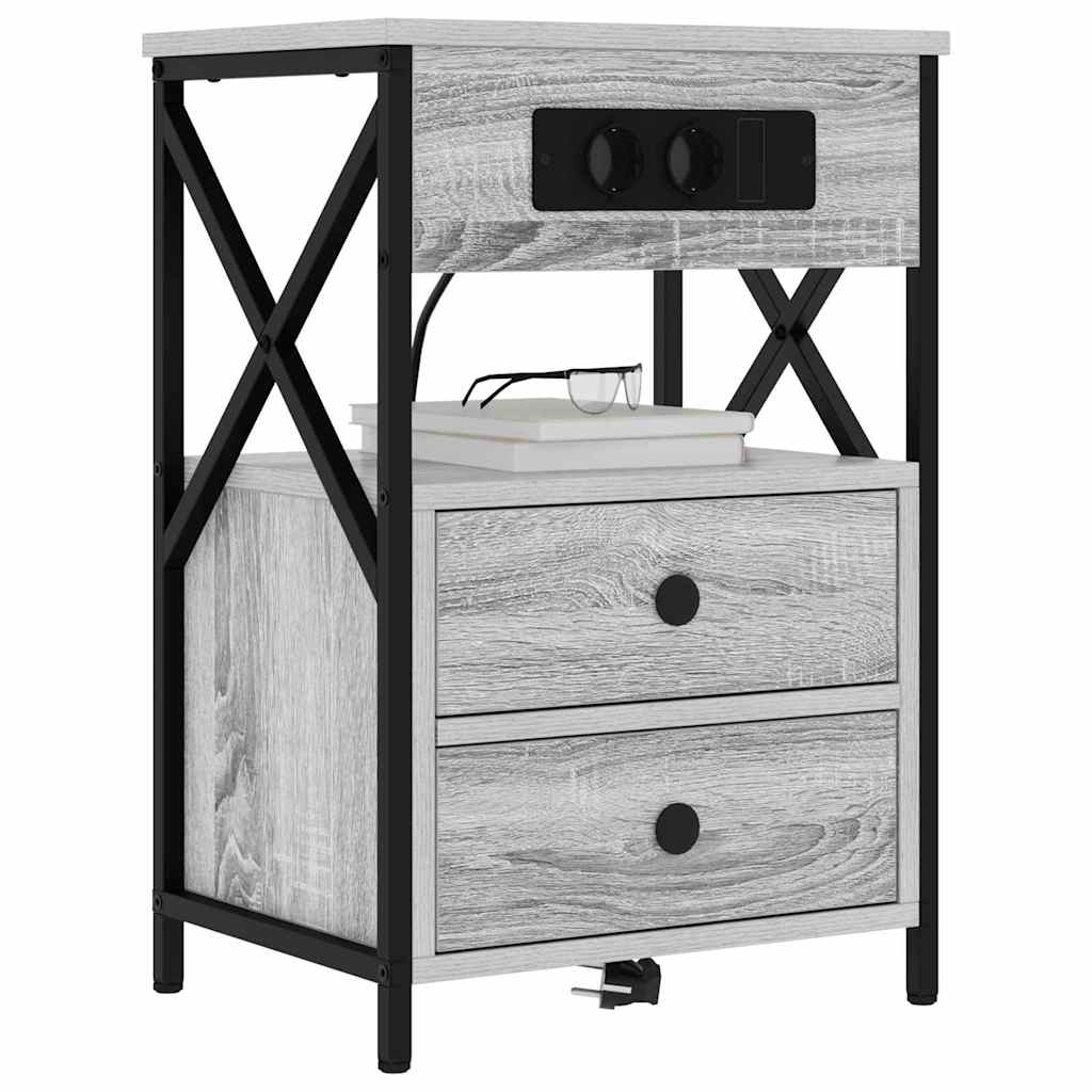Natskab 2 pcs Grå sonoma-eg 40 x 31 x 60 cm Konstrueret træ