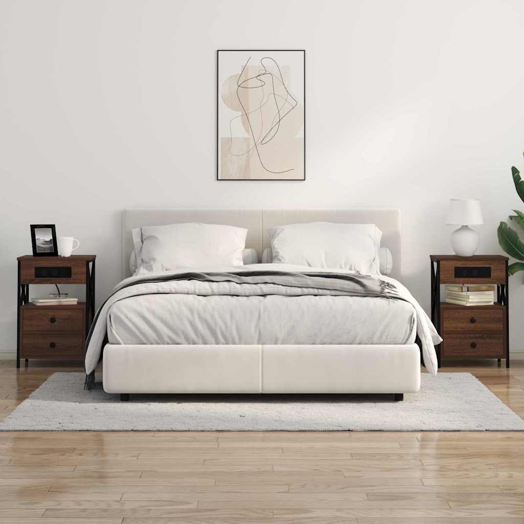 Natskab 2 pcs Brun eg 40 x 31 x 60 cm Konstrueret træ