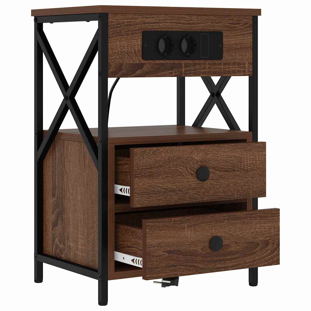 Natskab 2 pcs Brun eg 40 x 31 x 60 cm Konstrueret træ