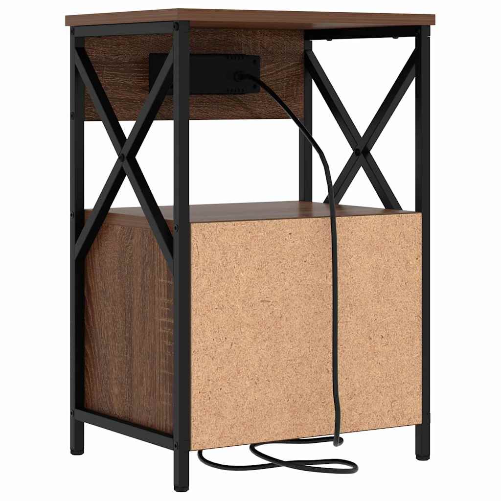 Natskab 2 pcs Brun eg 40 x 31 x 60 cm Konstrueret træ