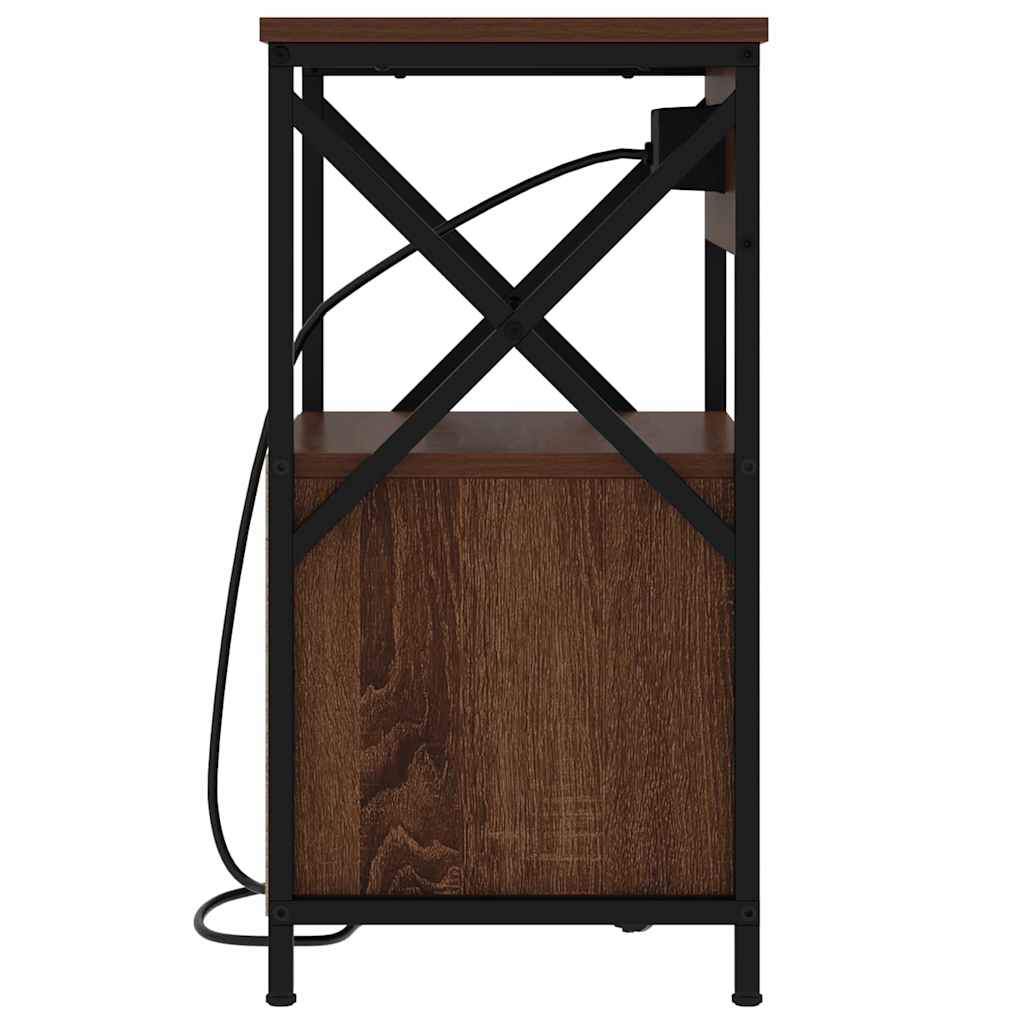 Natskab 2 pcs Brun eg 40 x 31 x 60 cm Konstrueret træ