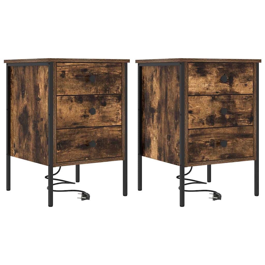 Natskab 2 pcs Røget eg 42 x 41 x 61 cm Konstrueret træ